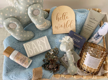 Load image into Gallery viewer, Baby Boy & Mother Pony Baby Shower Hamper Gift Basket Large