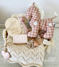 Load image into Gallery viewer, Cutest Baby Girl Gift Basket Pony Baby Shower Hamper Set