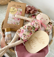 Load image into Gallery viewer, Baby Girl Bunny Gift & Swaddle Baby Shower Hamper Basket Set