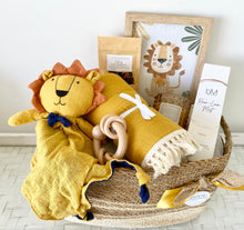 Load image into Gallery viewer, Baby Boy & Mother Baby Shower Hamper Lion Gift Basket