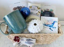 Load image into Gallery viewer, Male Coastal Christmas Mug, Biscuits & Chocolates Gift Set Basket Hamper Large