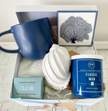 Load image into Gallery viewer, Clear Coastal Male Gift Box Pamper Hamper Birthday, Thank you, Get Well Medium
