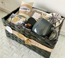 Load image into Gallery viewer, Coastal Palms Mug, Coaster, Sweets Pamper Hamper Gift Basket Large