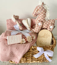Load image into Gallery viewer, Cutest Baby Girl Gift Basket Pony Baby Shower Hamper Set