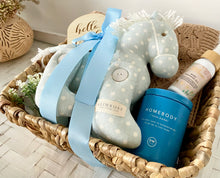 Load image into Gallery viewer, Baby Boy &amp; Mother Pony Baby Blanket Shower Hamper Gift Basket Large
