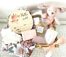 Load image into Gallery viewer, Baby Girl Bunny Baby Girl Shower &amp; Mumma Gift Basket Hamper Large
