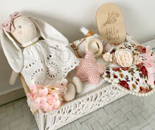 Load image into Gallery viewer, Baby Girl Bunny Gift Boho Baby Shower Hamper Basket Set
