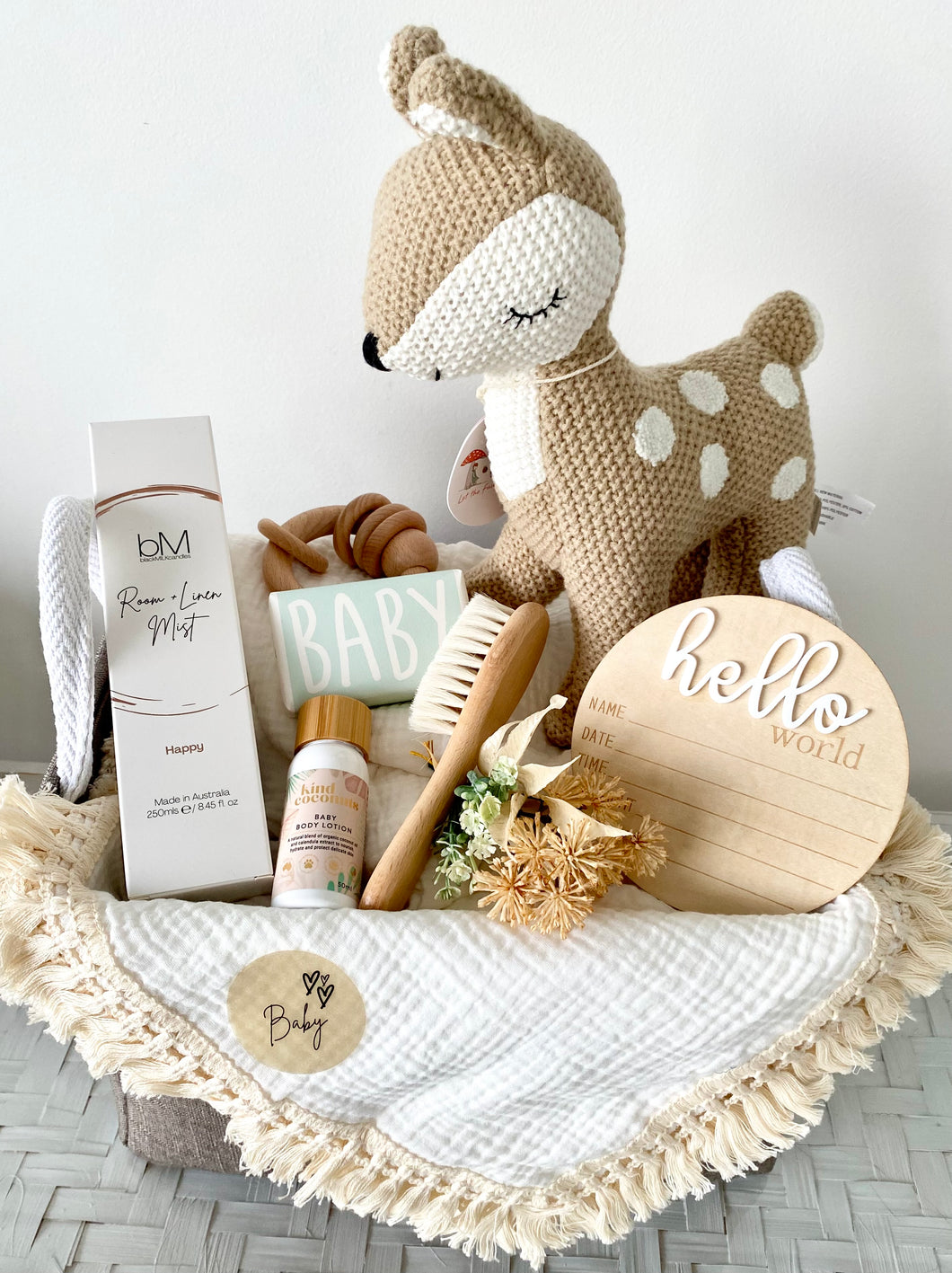 Oh Deer Baby Gift Hamper Basket Unisex Gender Neutral