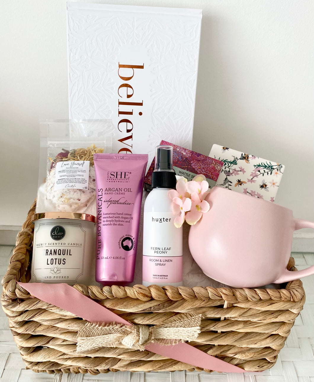 Inspirational Believe Journal Self Care Hamper Box Thinking Of You, Birthday, Thank You Large