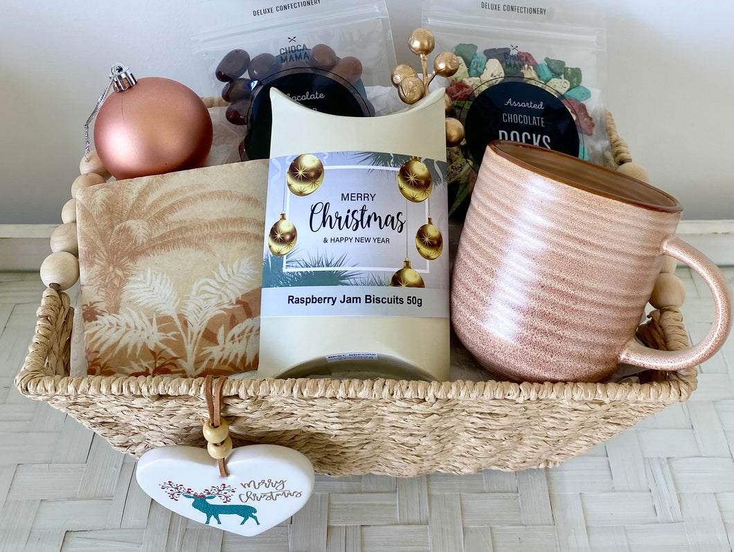 Gender Neutral Christmas Mug, Biscuits & Chocolates Gift Set Basket Hamper Large