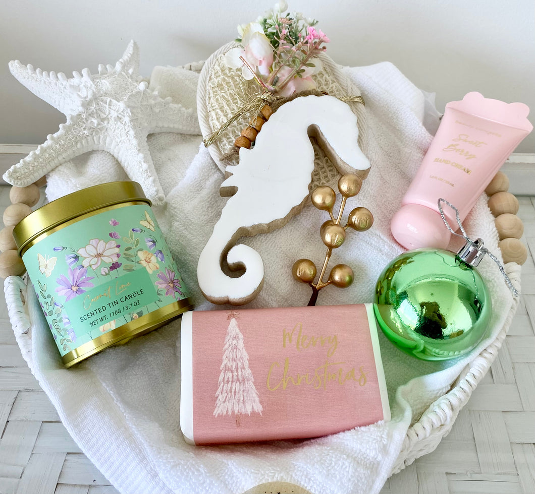 Merry Christmas Coastal Basket Pamper Hamper Large