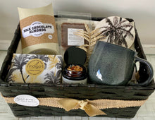 Load image into Gallery viewer, Coastal Palms Mug, Coaster, Sweets Pamper Hamper Gift Basket Large
