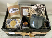 Load image into Gallery viewer, Coastal Palms Mug, Coaster, Sweets Pamper Hamper Gift Basket Large
