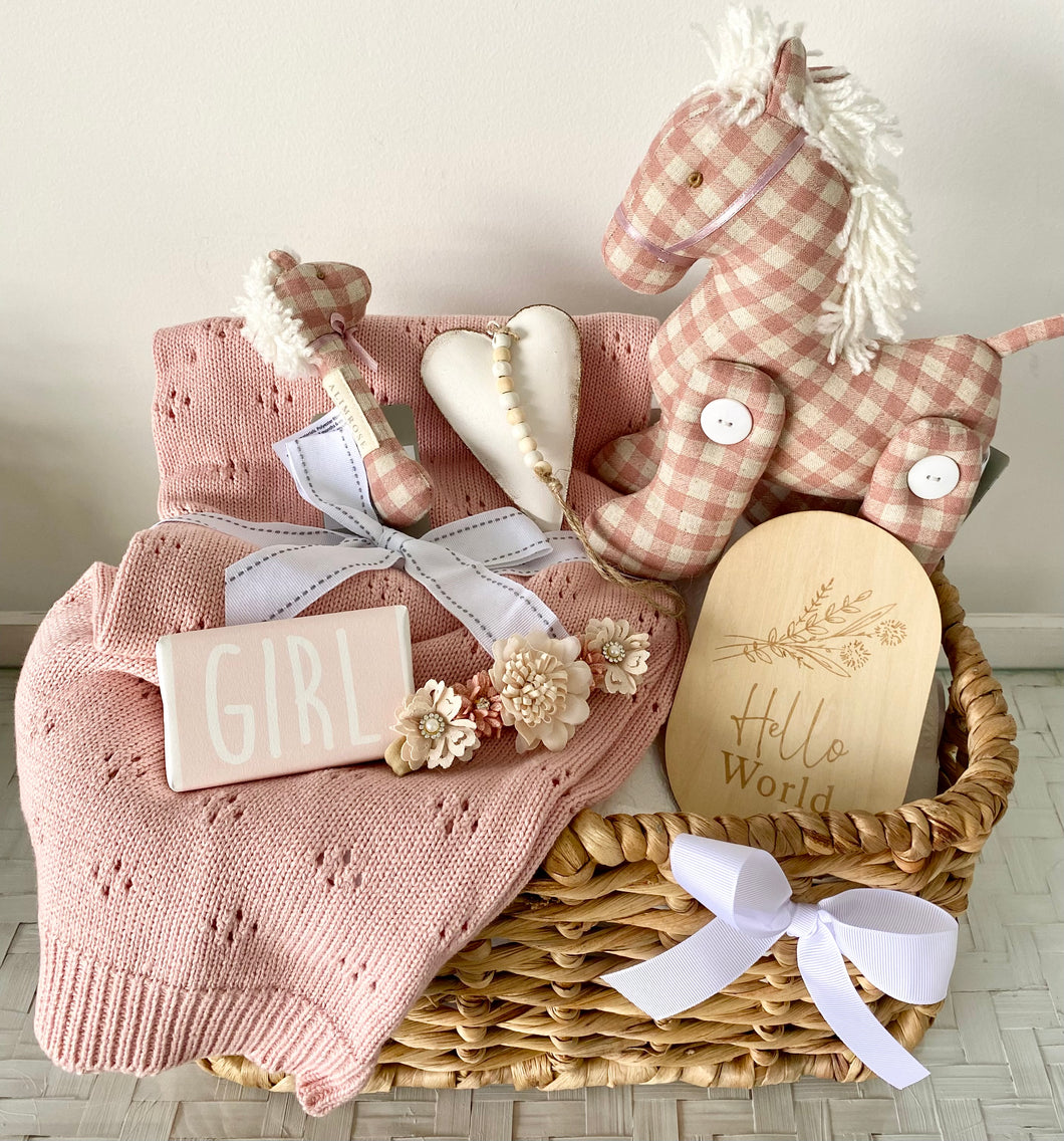 Cutest Baby Girl Gift Basket Pony Baby Shower Hamper Set