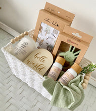 Load image into Gallery viewer, Baby Boy Farmyard Baby Shower &amp; Mumma Hamper Gift Basket Medium
