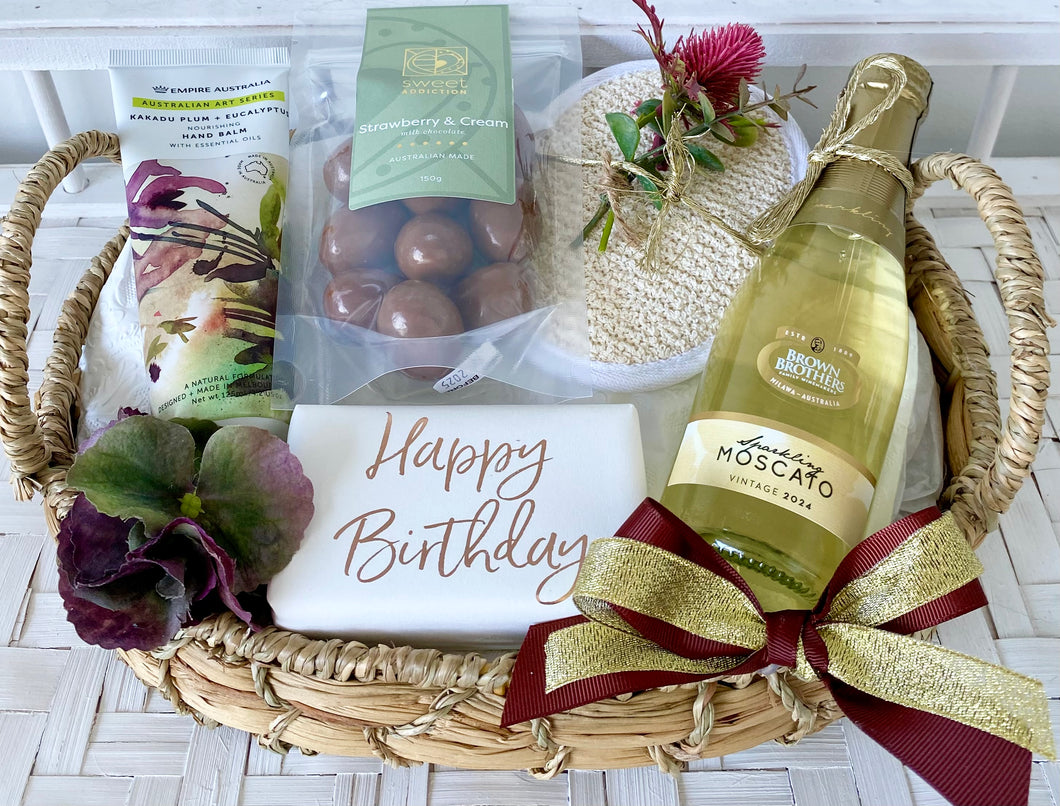 Happy Birthday Wine Chocolate Pamper Hamper Gift Basket Medium