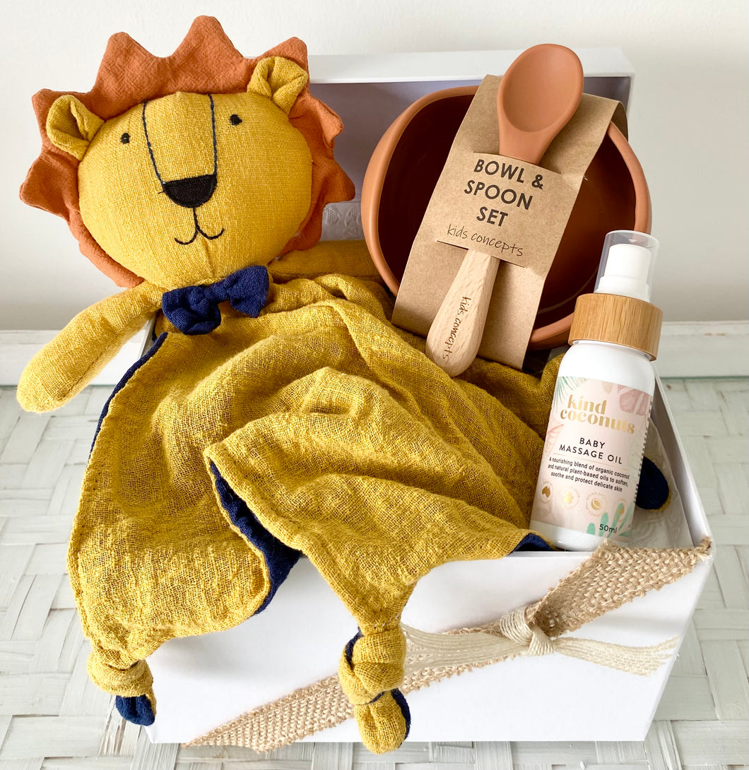 Baby Boy Lion Comforter Baby Shower Hamper Gift Box Medium