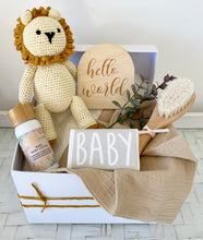 Load image into Gallery viewer, Baby Boy Lion Toy Rattle Baby Shower Hamper Gift Box
