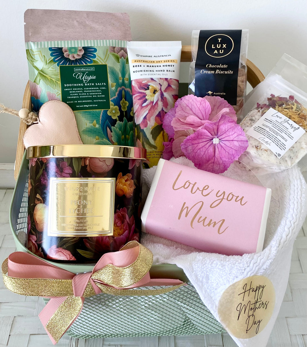 Mothers Day Love You Mum Thank you Mum Pamper Hamper Basket Gift Large