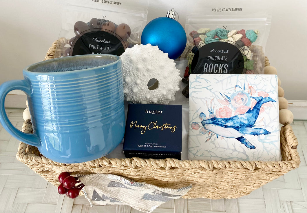 Male Coastal Christmas Mug & Chocolates Gift Set Basket Hamper Large