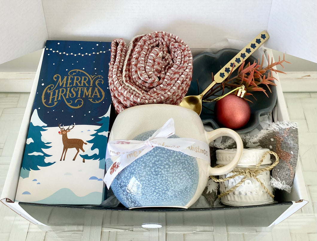 Merry Christmas Mug, Chocolate Spoon Gift Box Set Hamper Large