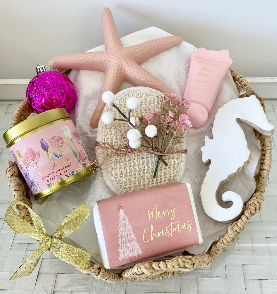 Merry Christmas Coastal Basket Pamper Hamper Large