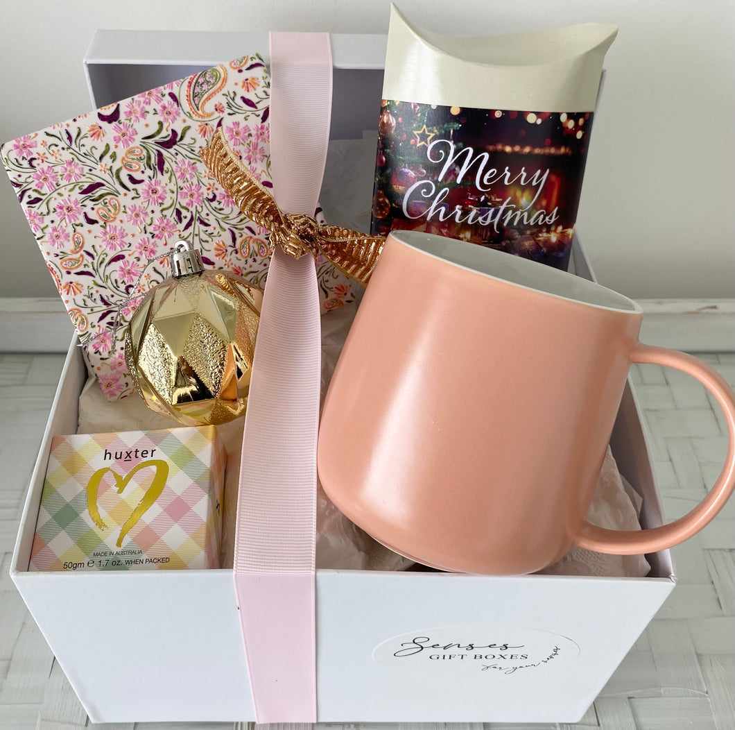 Christmas Mug, Chocolate Almonds & Coaster Gift Box Hamper Large