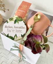 Load image into Gallery viewer, Relax, Breathe, Your Home Mug, Coaster, Chocolates Hamper Gift Box Medium

