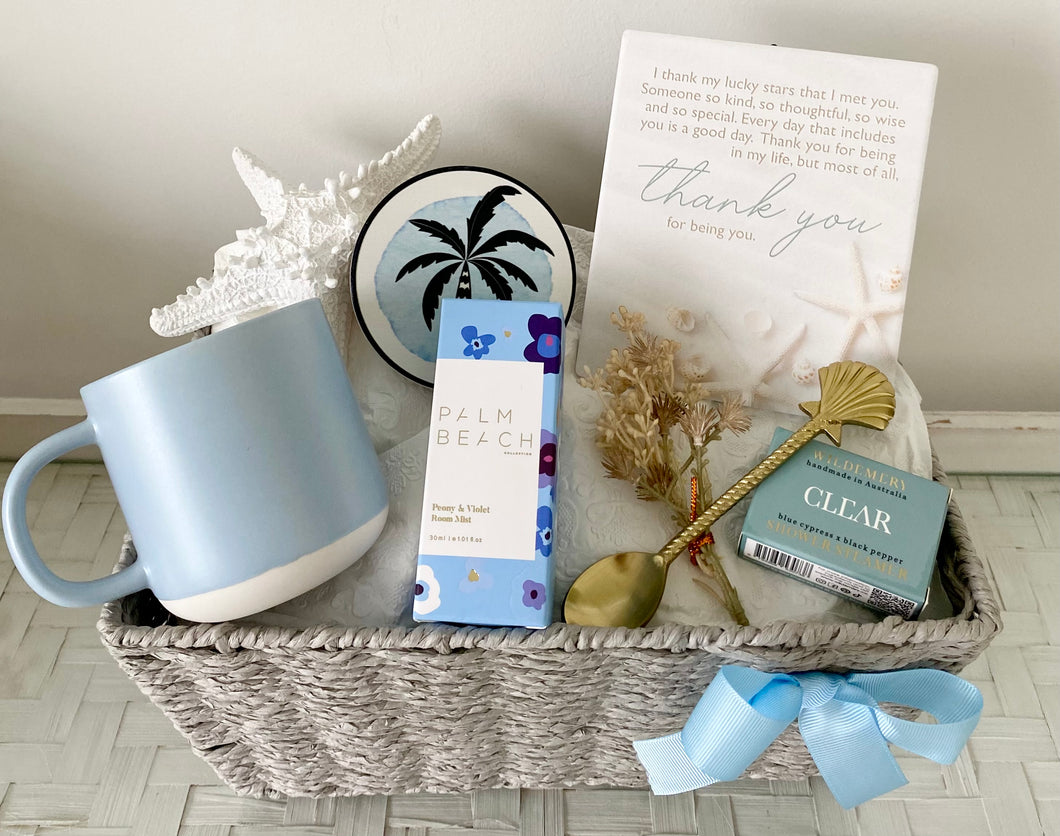 Thank You Coastal Mug Gift Basket Hamper Set Large