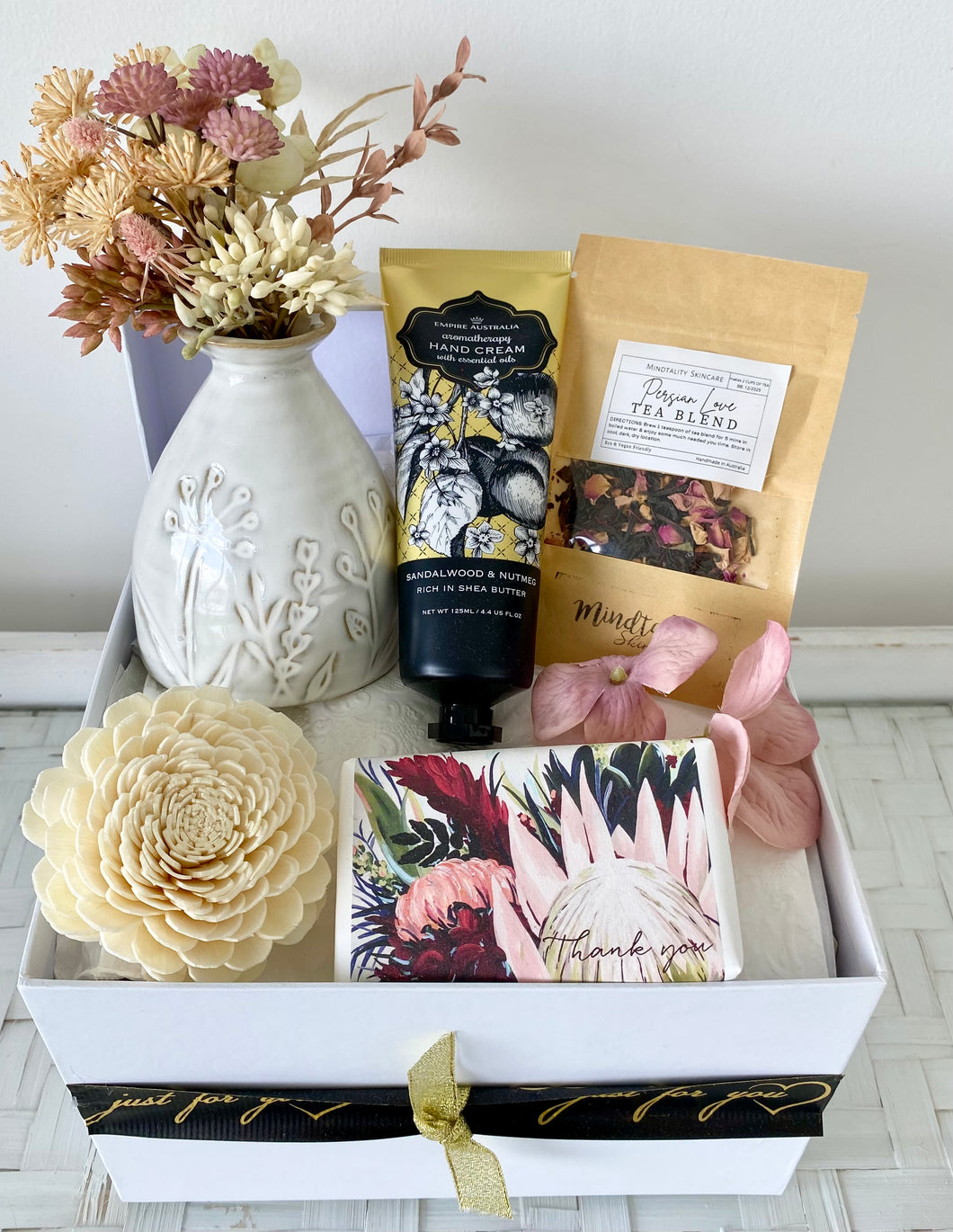 Thank you Floral Tea Time Female Gift Box Pamper Hamper Large